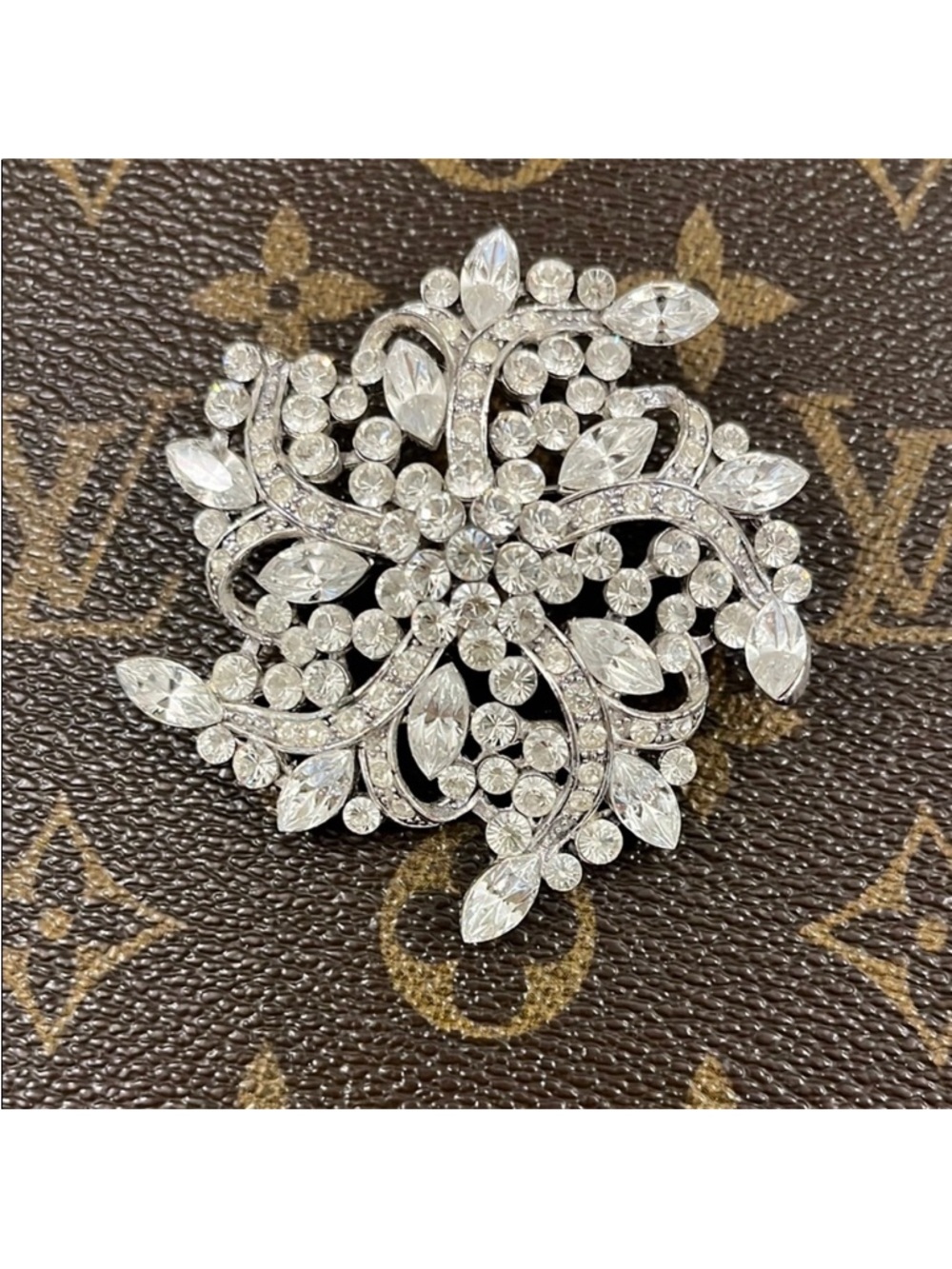 Silver Crystal Brooch